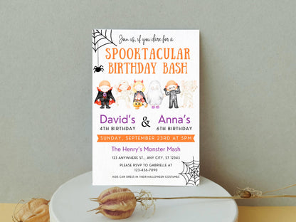 Spooktacular Birthday Invitation Template, Ghost Theme (Instant Download)