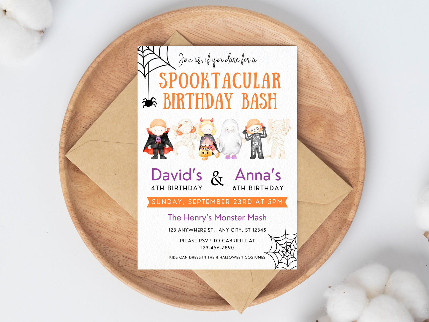 Spooktacular Birthday Invitation Template, Ghost Theme (Instant Download)
