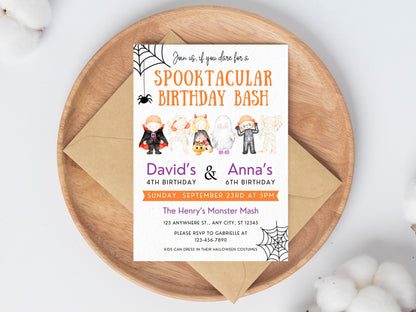 Spooktacular Birthday Invitation Template, Ghost Theme (Instant Download)