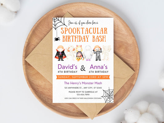 Spooktacular Birthday Invitation Template, Ghost Theme (Instant Download)