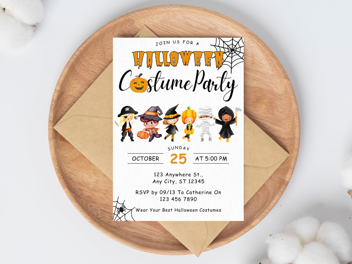 Spooky One Birthday Invitation Template, Halloween Theme (Instant Download)