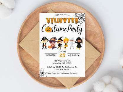 Spooky One Birthday Invitation Template, Halloween Theme (Instant Download)