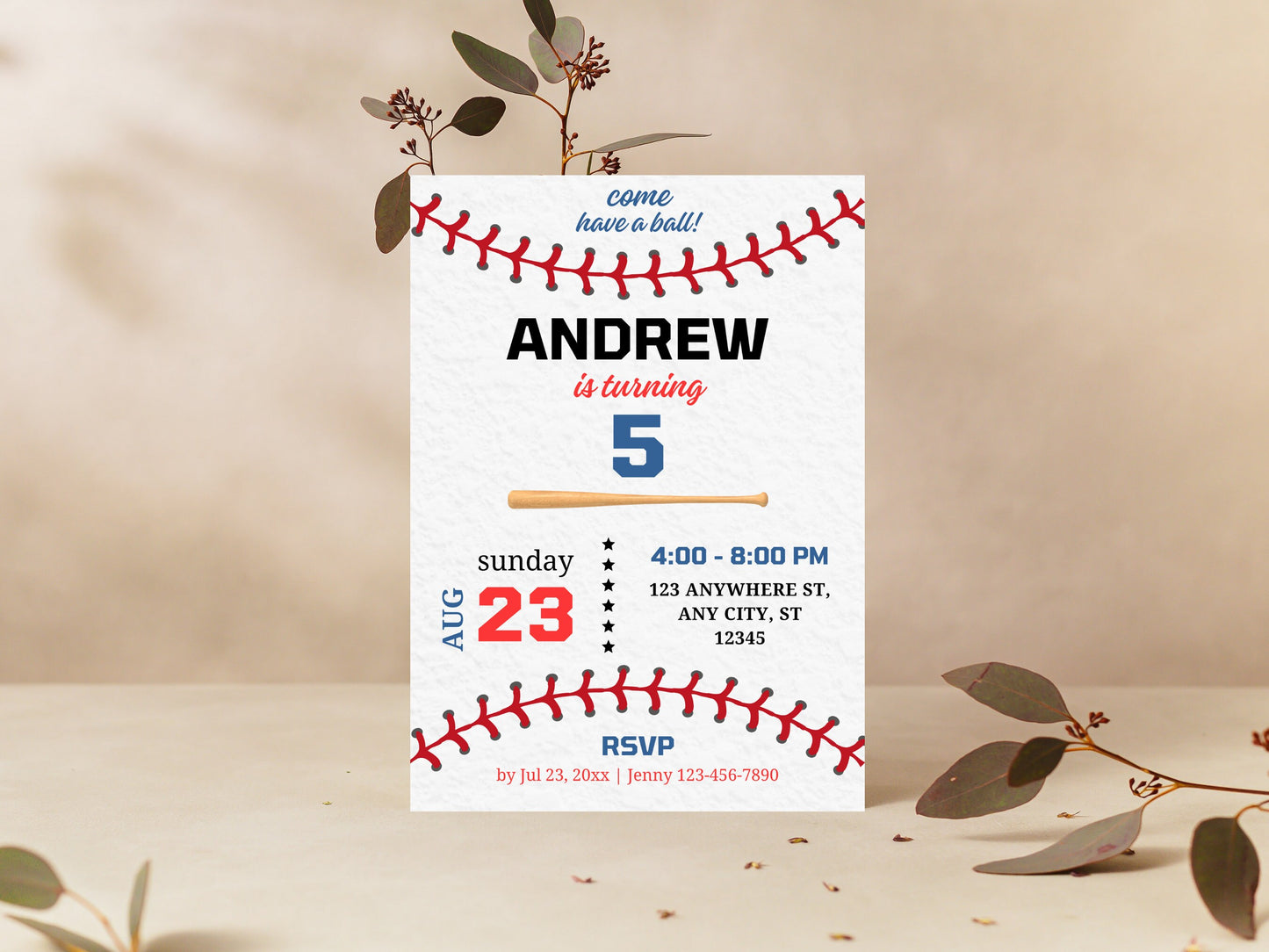 Invitation d'anniversaire sur le thème du baseball (modifiable), invitation pour une fête sur le thème du match (téléchargement numérique)