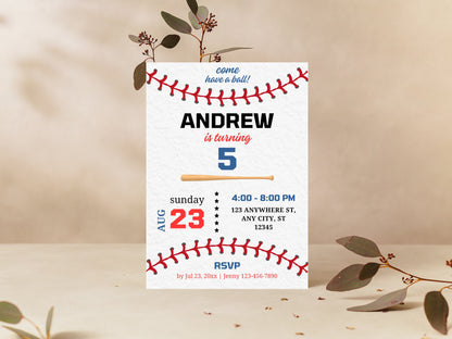 Invitation d'anniversaire sur le thème du baseball (modifiable), invitation pour une fête sur le thème du match (téléchargement numérique)