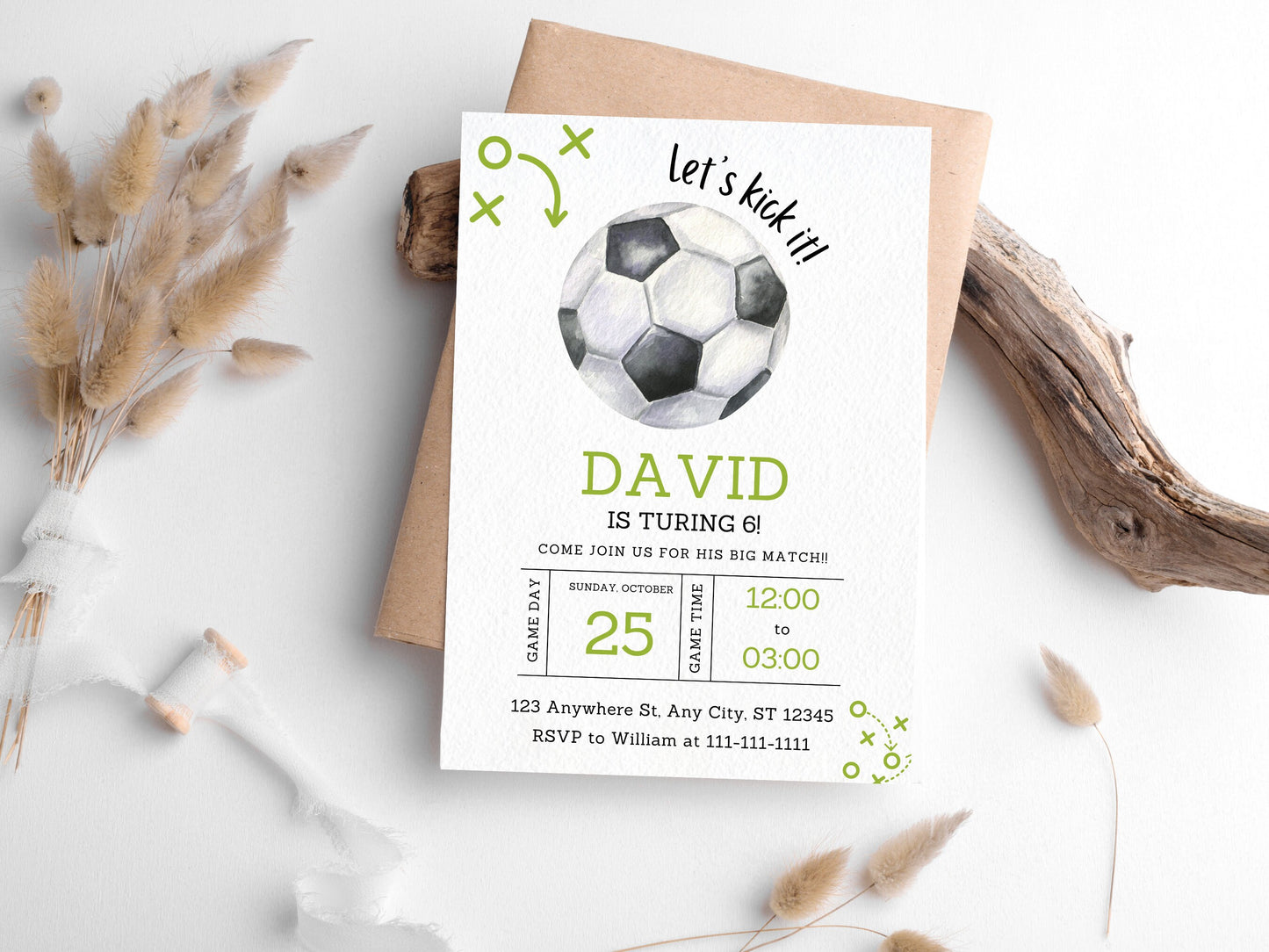 Editable Soccer Birthday Invitation Template (5x7) (Digital)