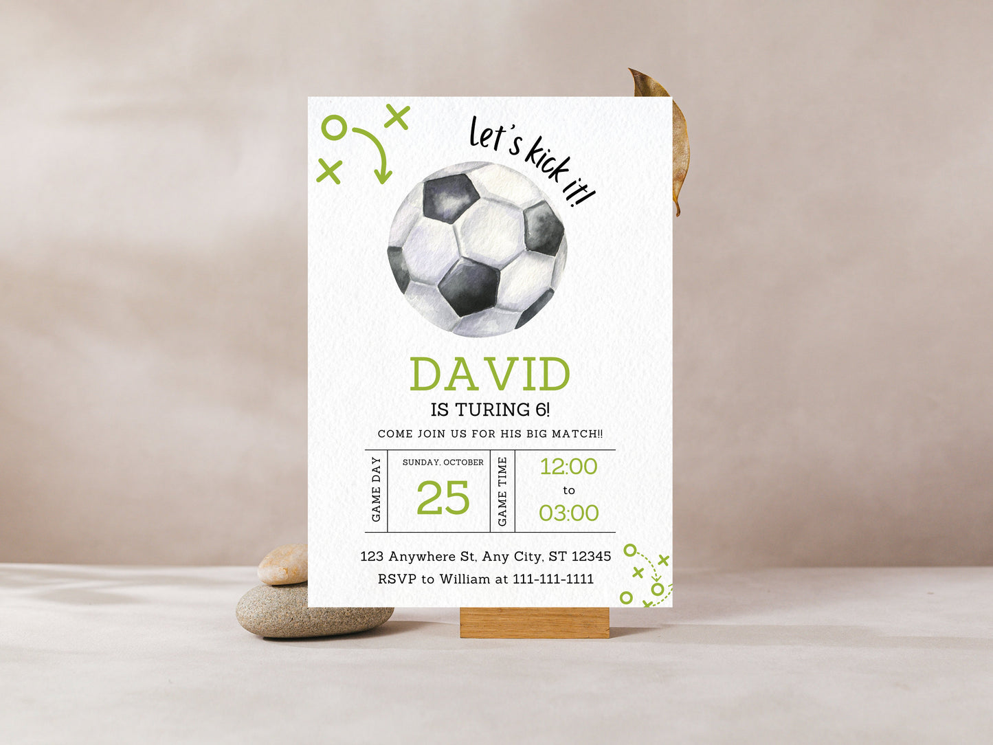 Editable Soccer Birthday Invitation Template (5x7) (Digital)
