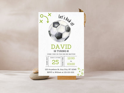 Editable Soccer Birthday Invitation Template (5x7) (Digital)