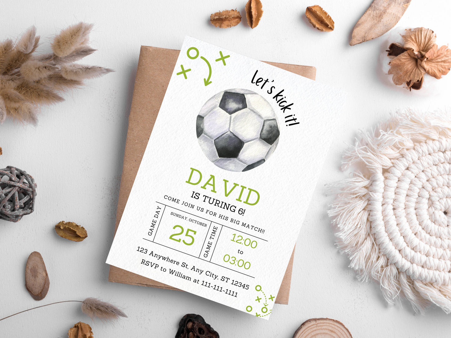 Editable Soccer Birthday Invitation Template (5x7) (Digital)