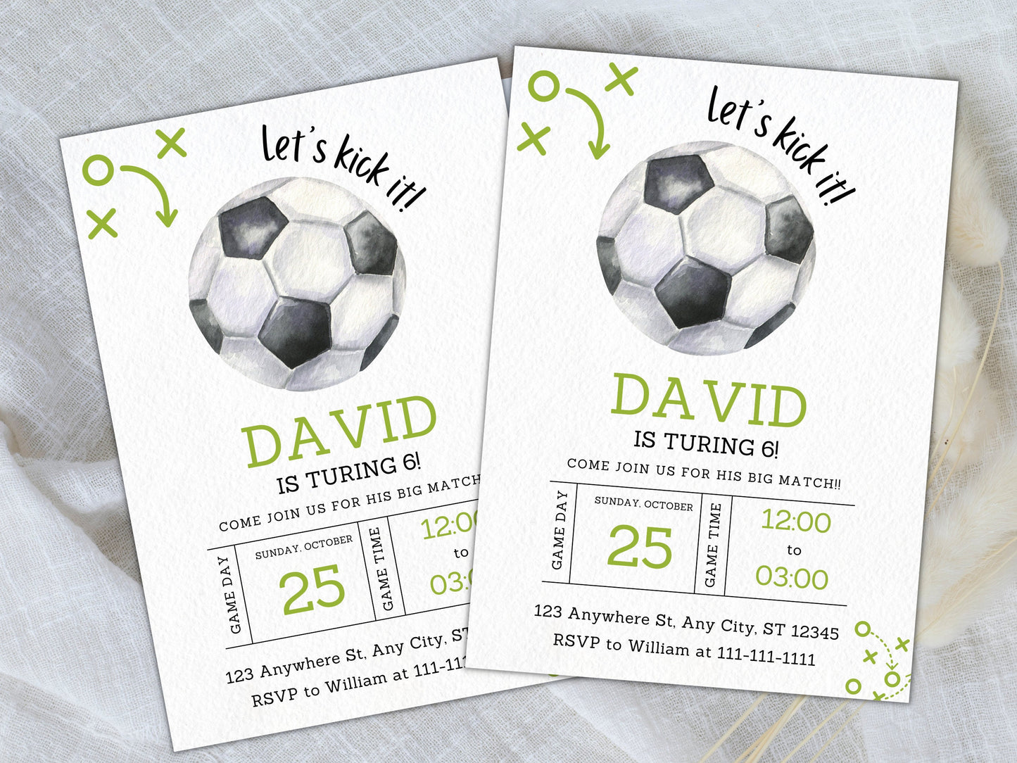 Editable Soccer Birthday Invitation Template (5x7) (Digital)