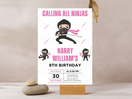 Editable Ninja Birthday Invitation Template, Karate Party (Digital Download)