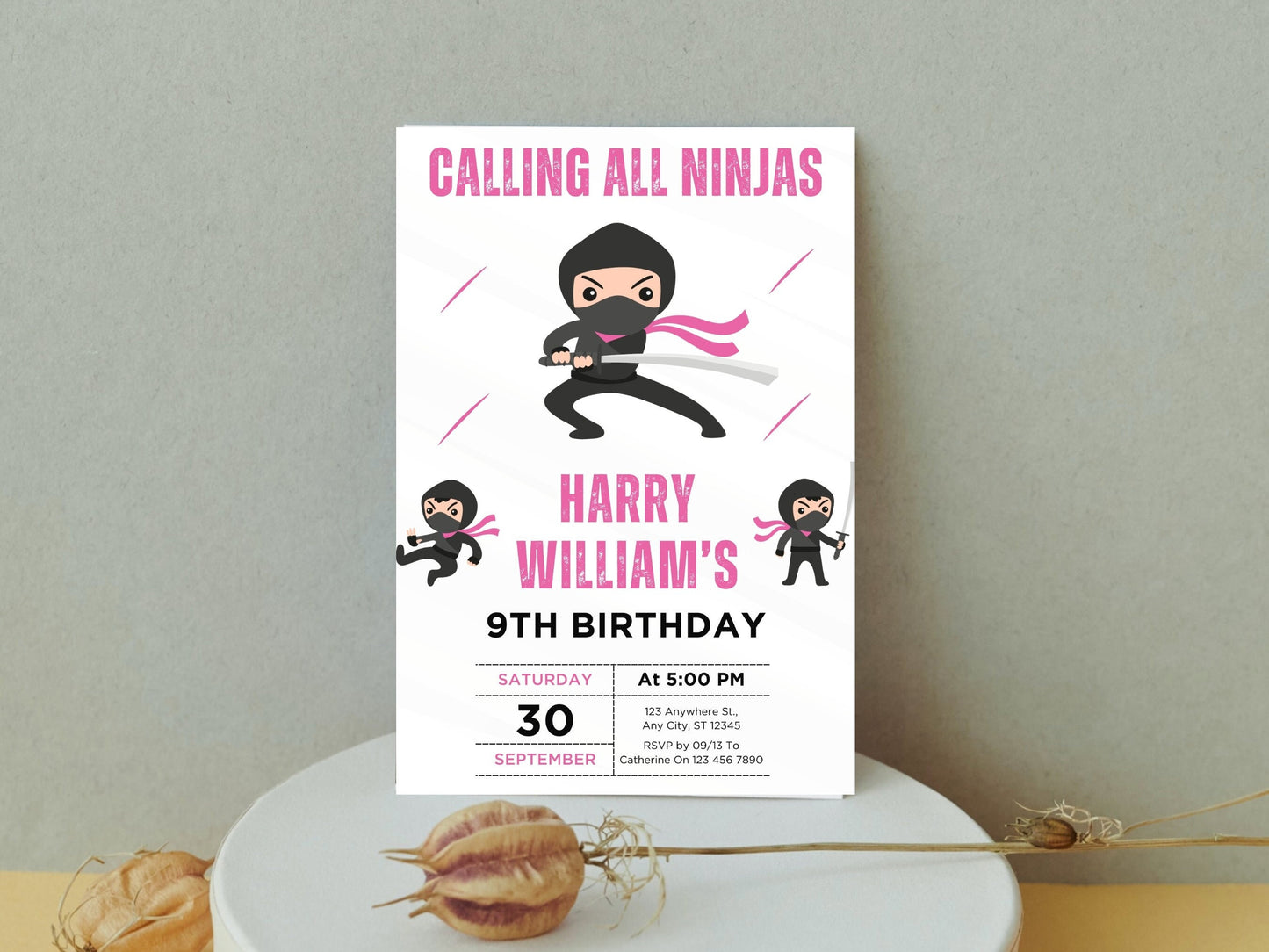 Editable Ninja Birthday Invitation Template, Karate Party (Digital Download)