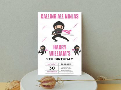 Editable Ninja Birthday Invitation Template, Karate Party (Digital Download)