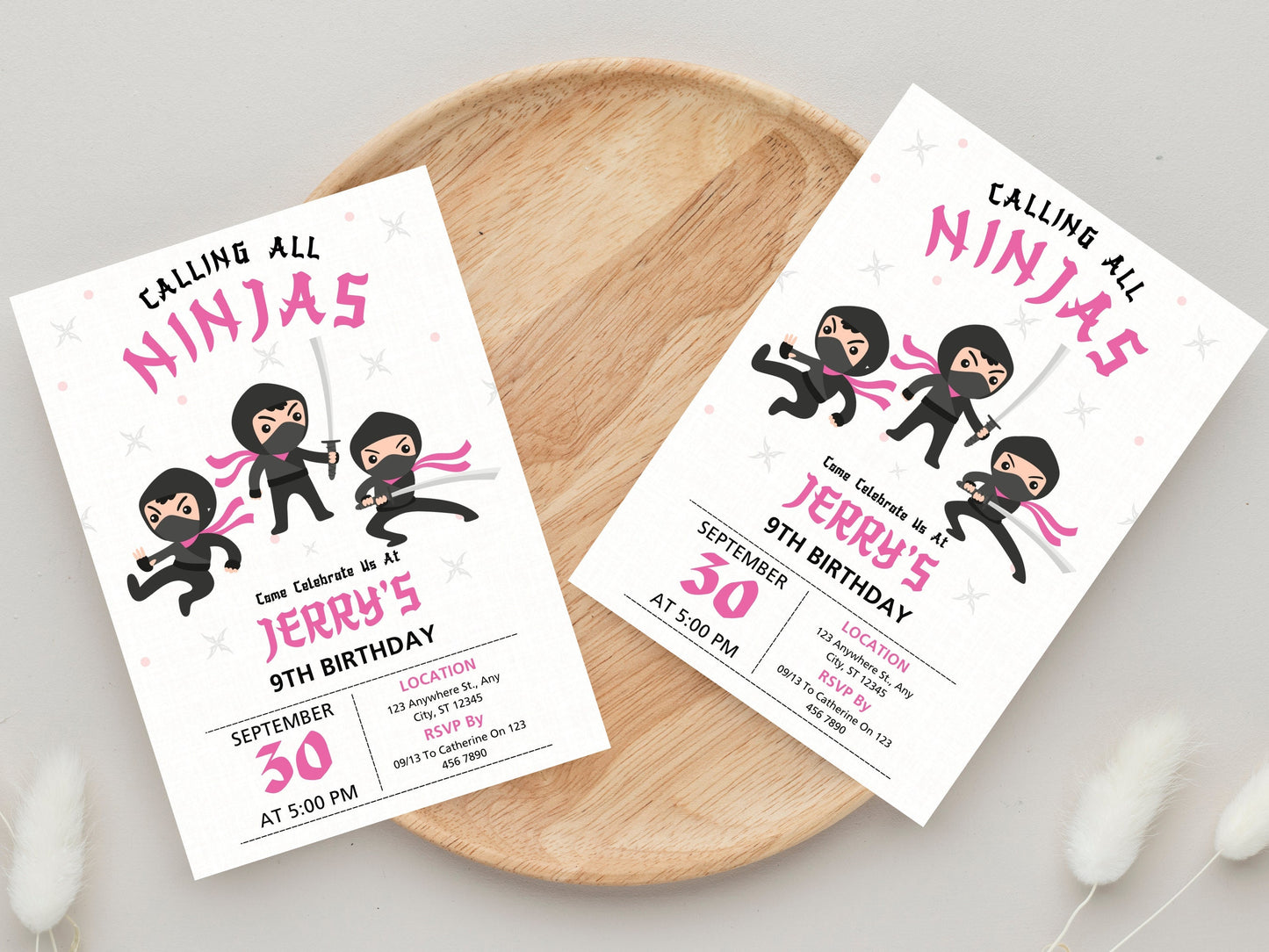 Editable Ninja Birthday Invitation, Karate Party, Canva Template (Digital Download)