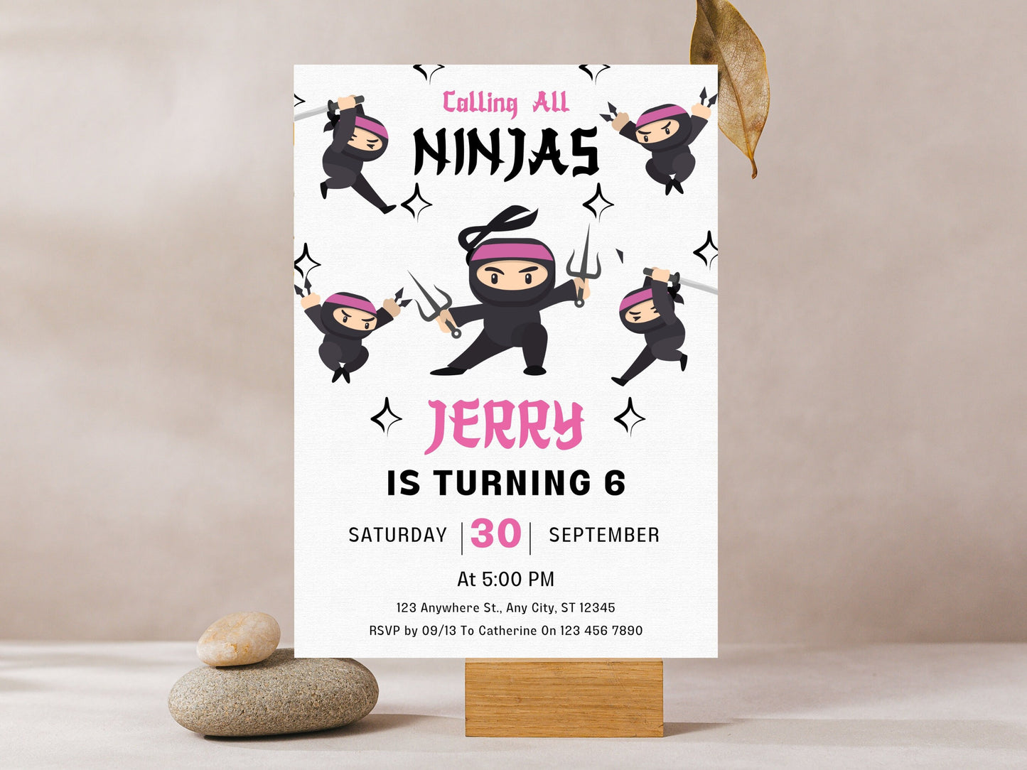 Ninja Birthday Invitation, Editable Karate Party Template (Digital Download)