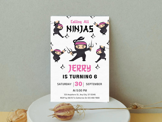 Ninja Birthday Invitation, Editable Karate Party Template (Digital Download)