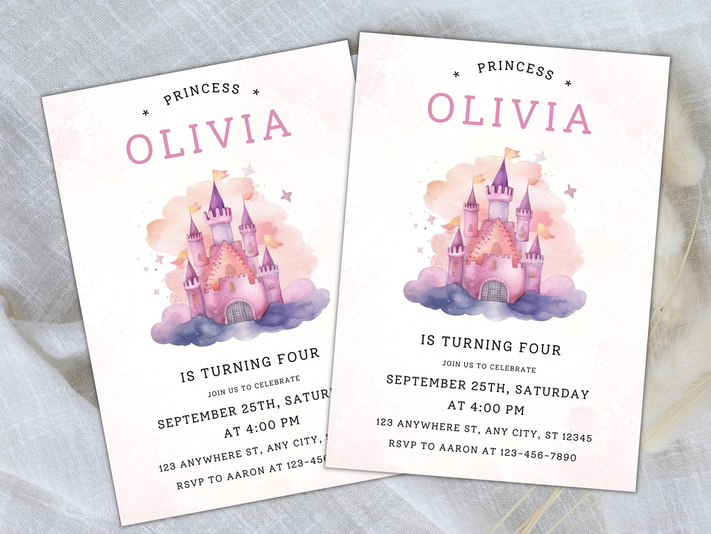 Magische Prinzessinnen-Schloss-Geburtstagseinladung (Digitaler Download)