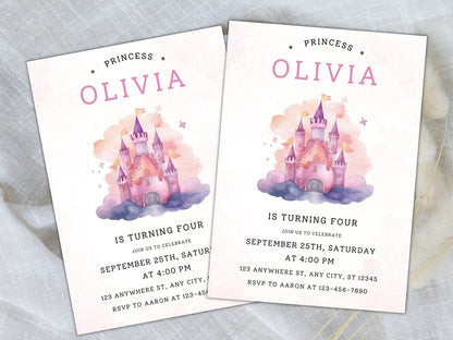 Magische Prinzessinnen-Schloss-Geburtstagseinladung (Digitaler Download)