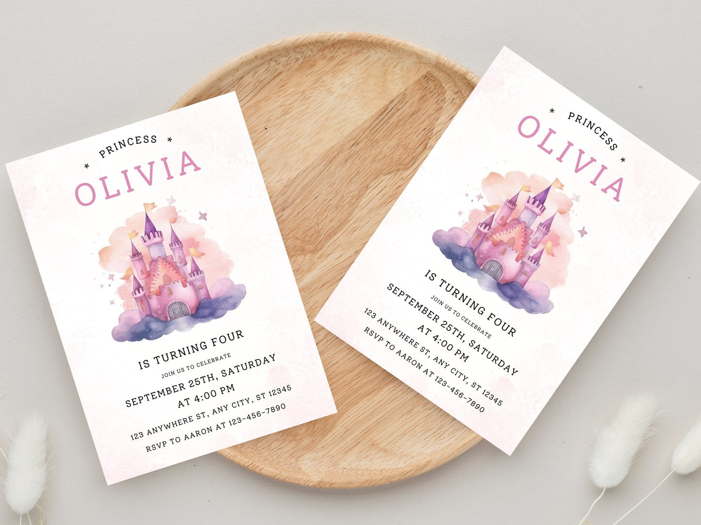 Magische Prinzessinnen-Schloss-Geburtstagseinladung (Digitaler Download)