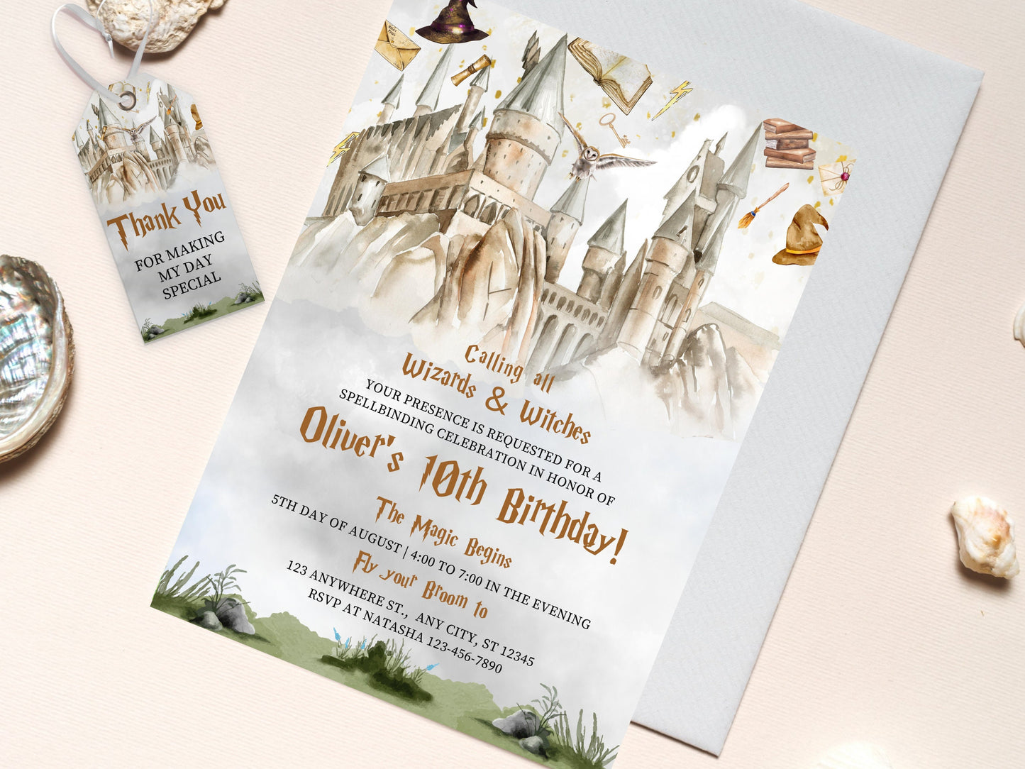 Wizard Birthday Invitation, Magic School Party (Digital Download)