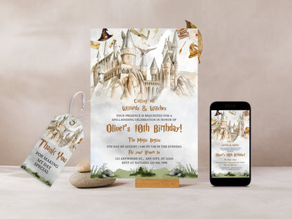 Wizard Birthday Invitation, Magic School Party (Digital Download)