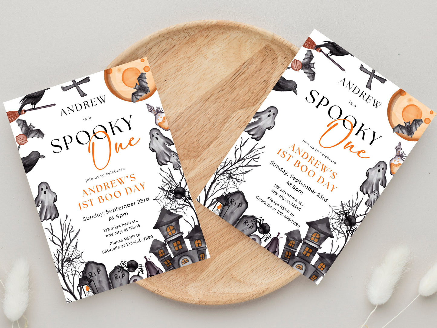 Spooky One 1st Birthday Invitation, Halloween Party (Instant Download)