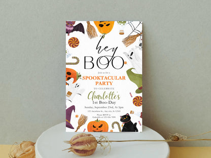 Spooky One Birthday Invitation, Halloween 1st Birthday (Instant Download)