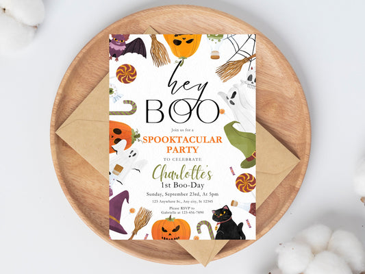 Spooky One Birthday Invitation, Halloween 1st Birthday (Instant Download)