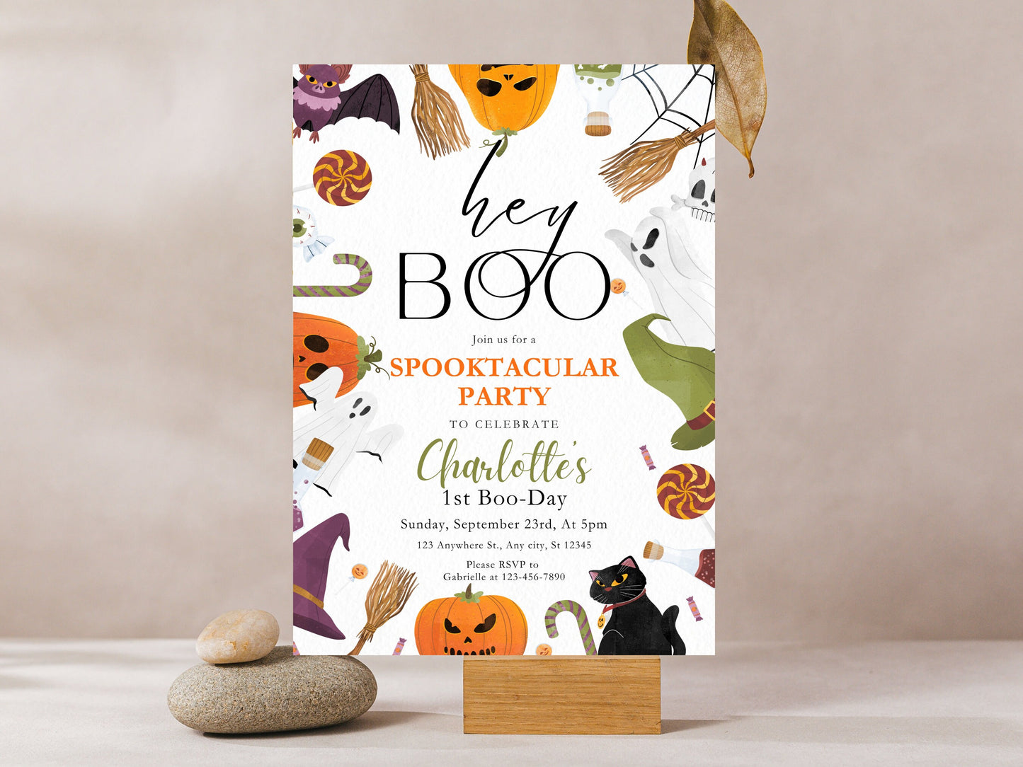 Spooky One Birthday Invitation, Halloween 1st Birthday (Instant Download)