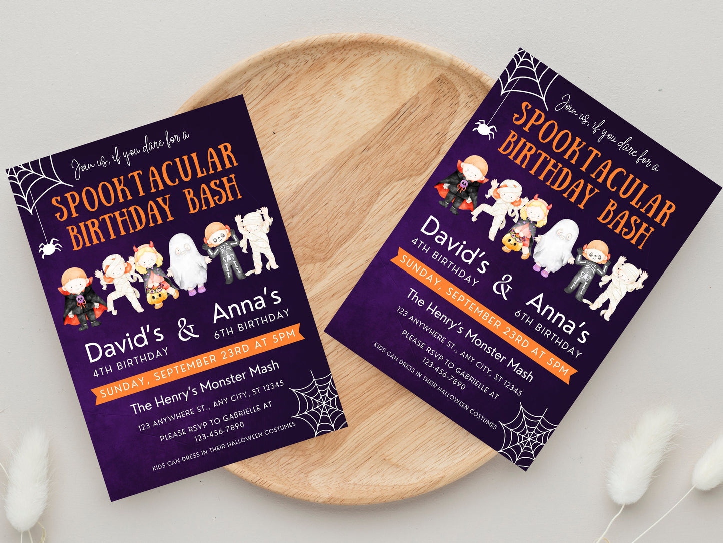 Halloween 1st Birthday Invitation Template, Spooky Ghost Theme (Instant Download)