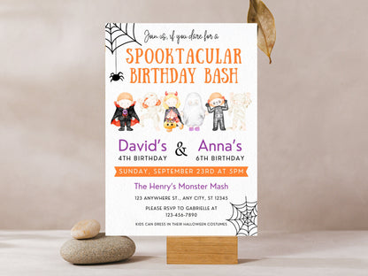 Spooktacular Birthday Invitation Template, Ghost Theme (Instant Download)