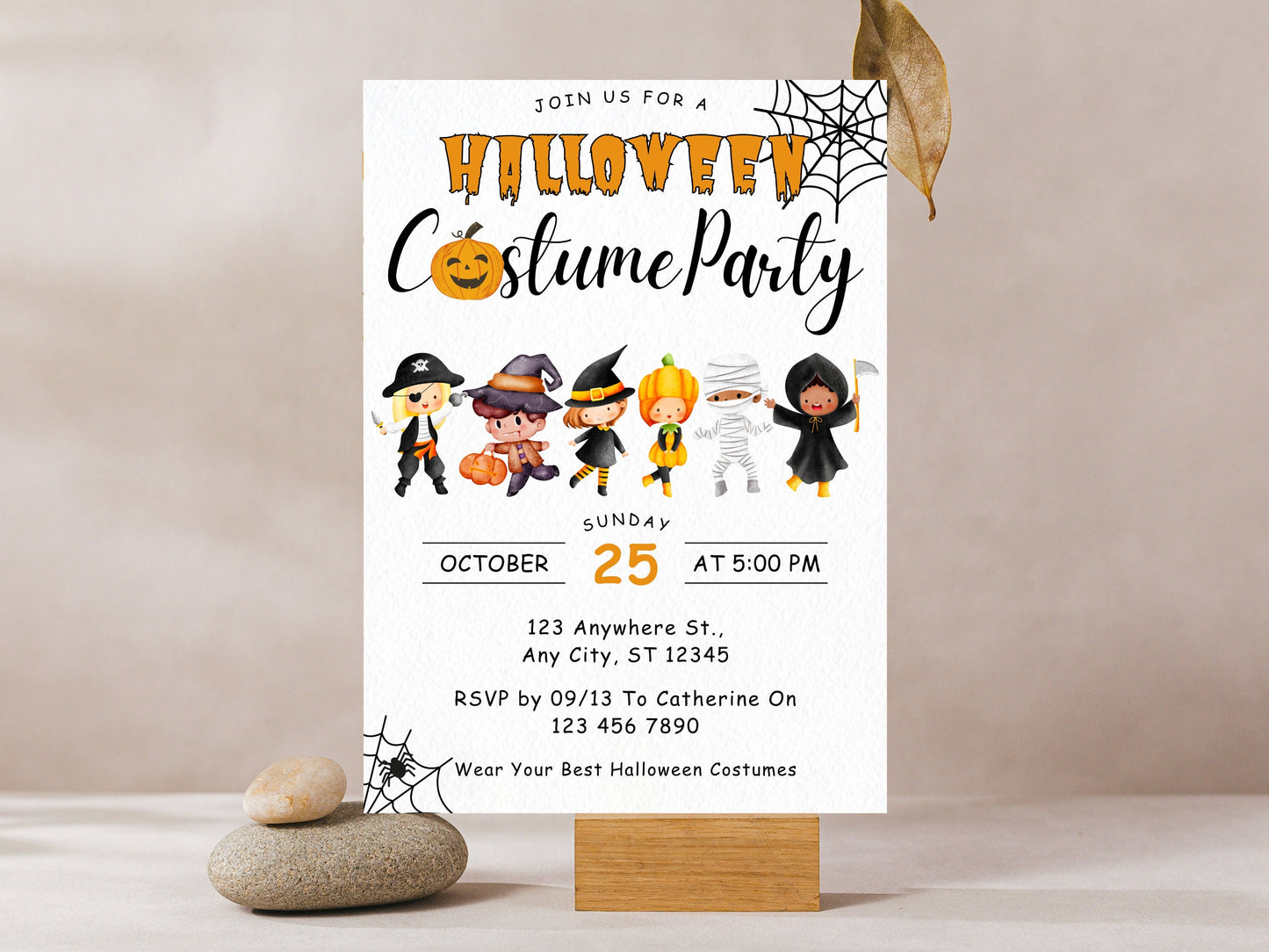 Spooky One Birthday Invitation Template, Halloween Theme (Instant Download)