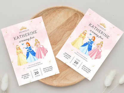 Editable Princess Birthday Invitation Template (Canva)