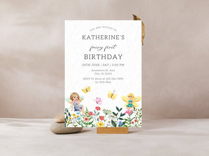Fairy Princess Birthday Invitation Template, Girls Birthday Party Invite (Digital Download)