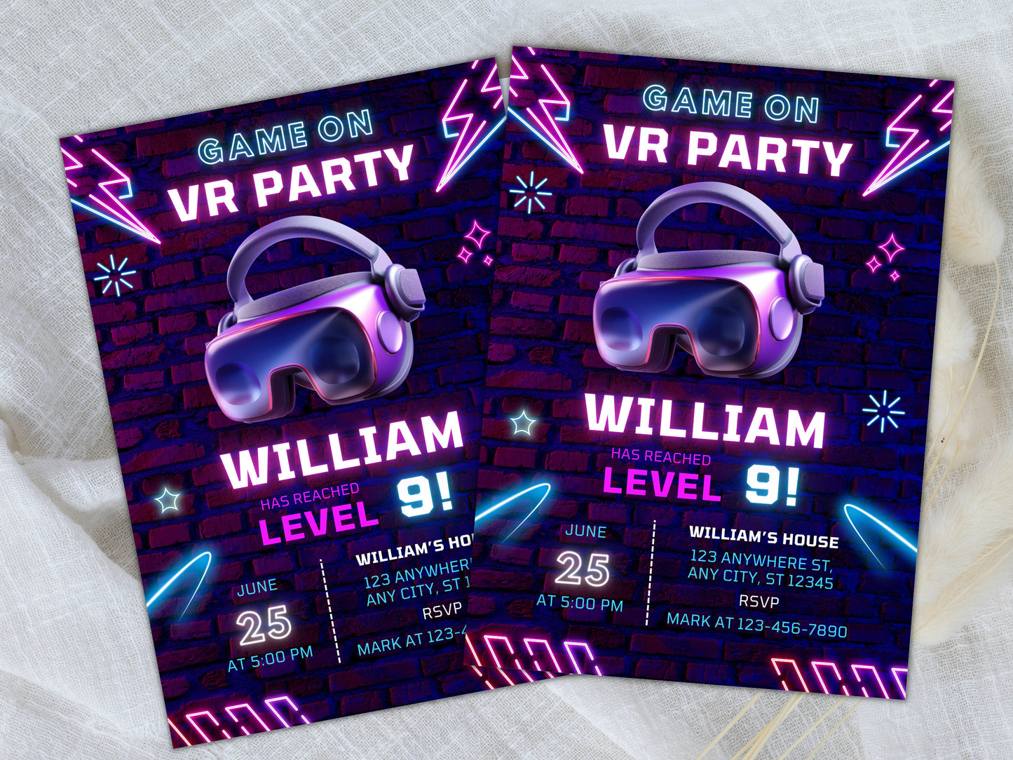 VR Birthday Invitation, Gamer Party Invite (Digital Download)