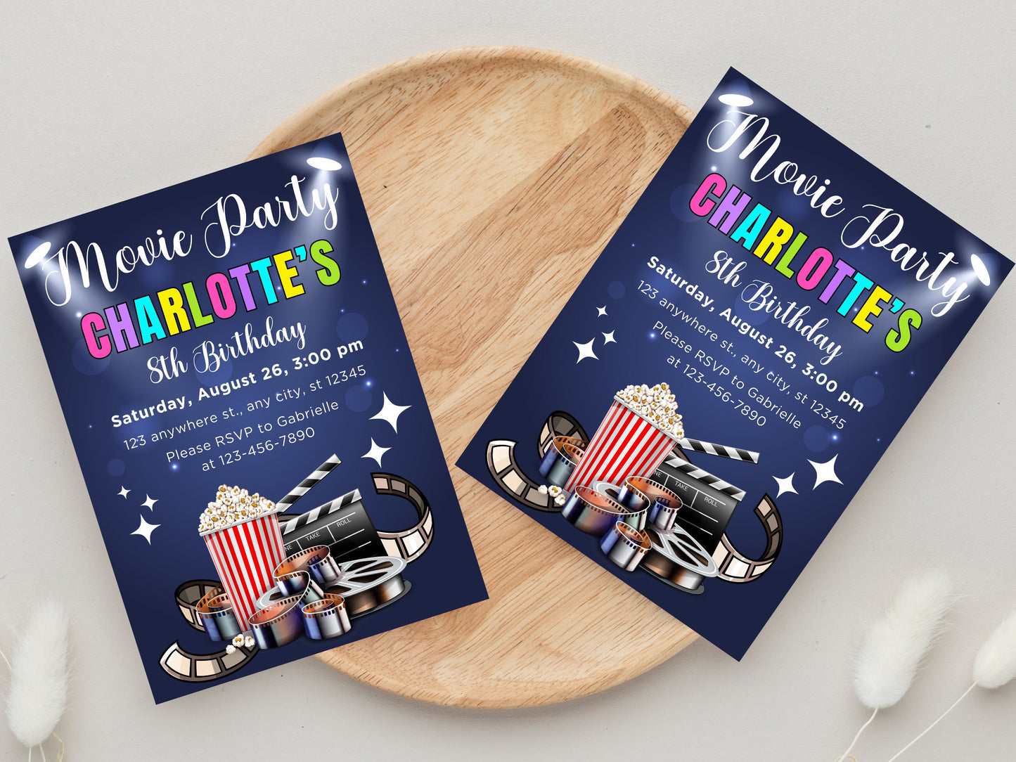 Editable Movie Night Birthday Invitation, Outdoor Party (Digital Download)