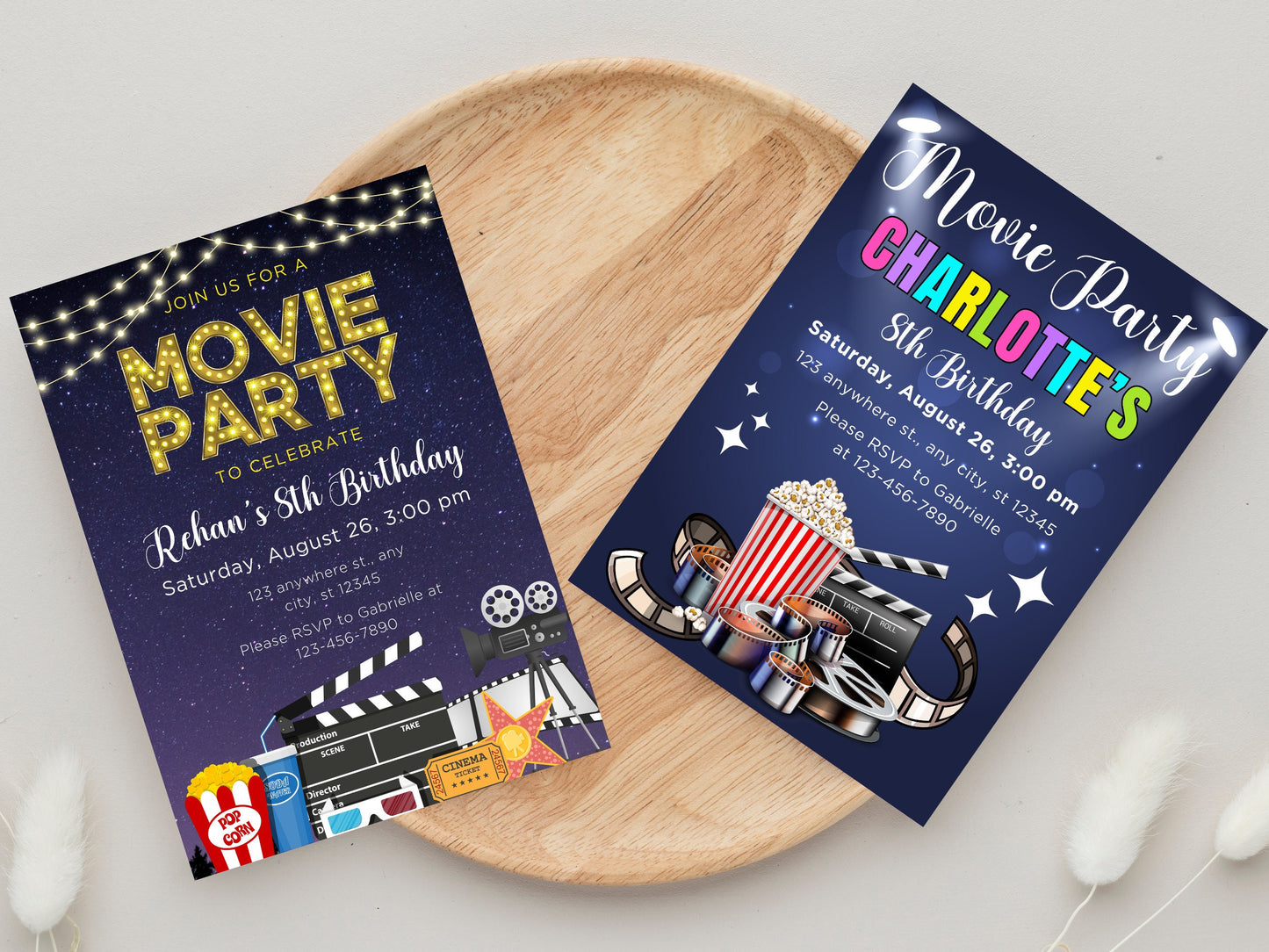 Editable Movie Night Birthday Invitation, Outdoor Party (Digital Download)