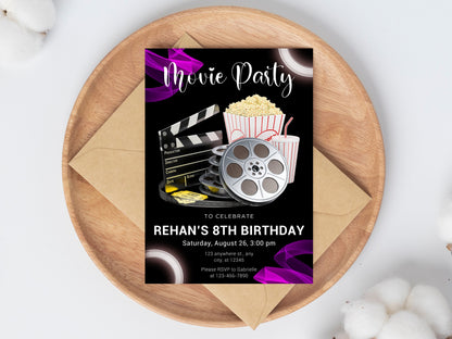 Modèle d'invitation d'anniversaire pour une soirée cinéma (à télécharger)