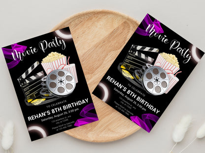 Modèle d'invitation d'anniversaire pour une soirée cinéma (à télécharger)