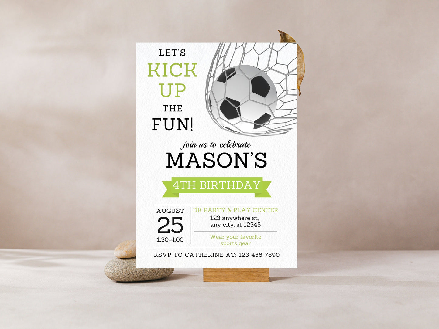 Editable Soccer Birthday Invitation Template, Kids Party (5x7) (Digital Download)