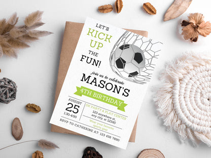 Editable Soccer Birthday Invitation Template, Kids Party (5x7) (Digital Download)
