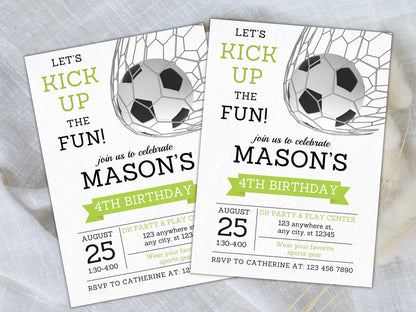 Editable Soccer Birthday Invitation Template, Kids Party (5x7) (Digital Download)