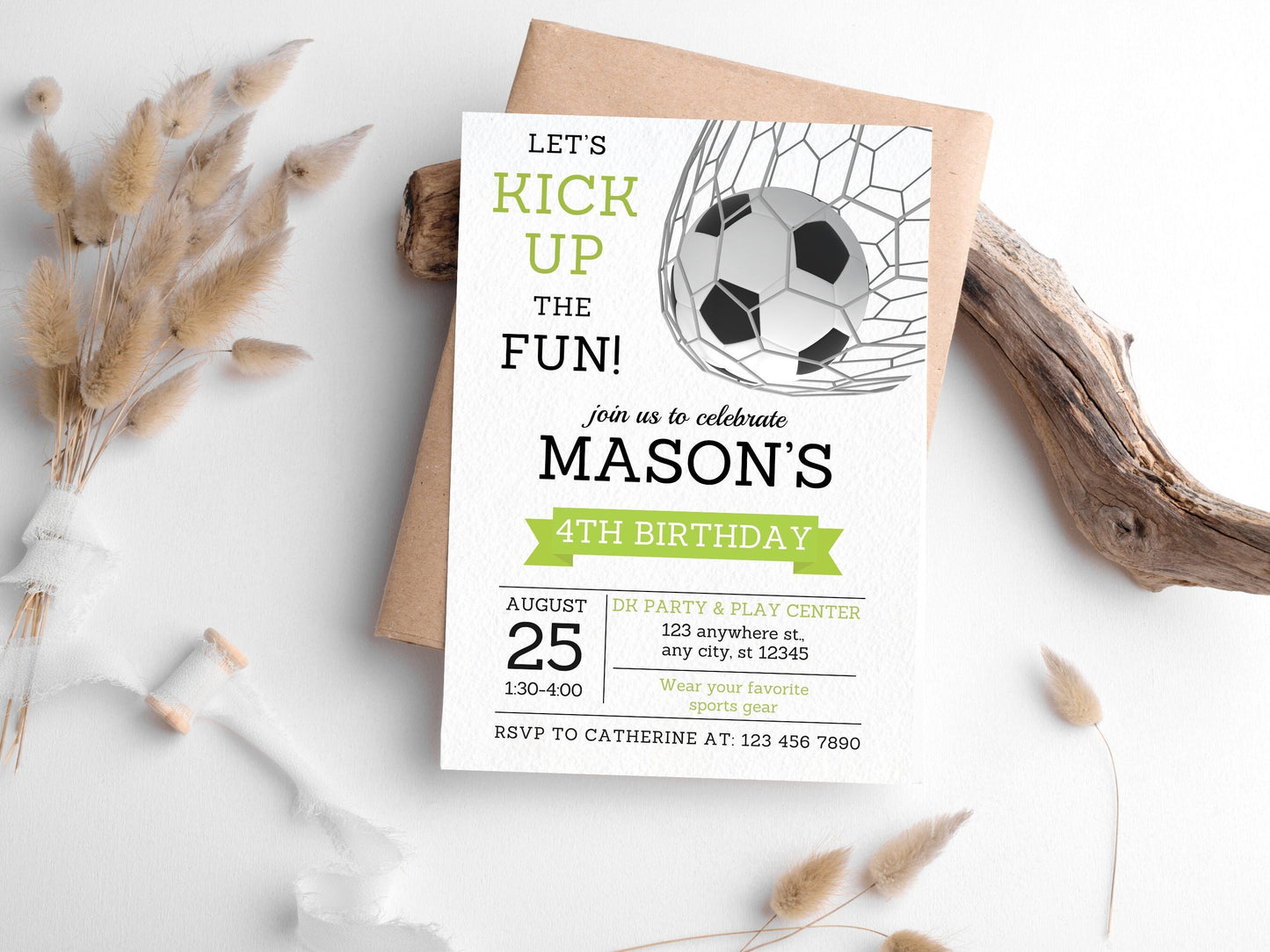 Editable Soccer Birthday Invitation Template, Kids Party (5x7) (Digital Download)
