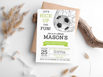Editable Soccer Birthday Invitation Template, Kids Party (5x7) (Digital Download)