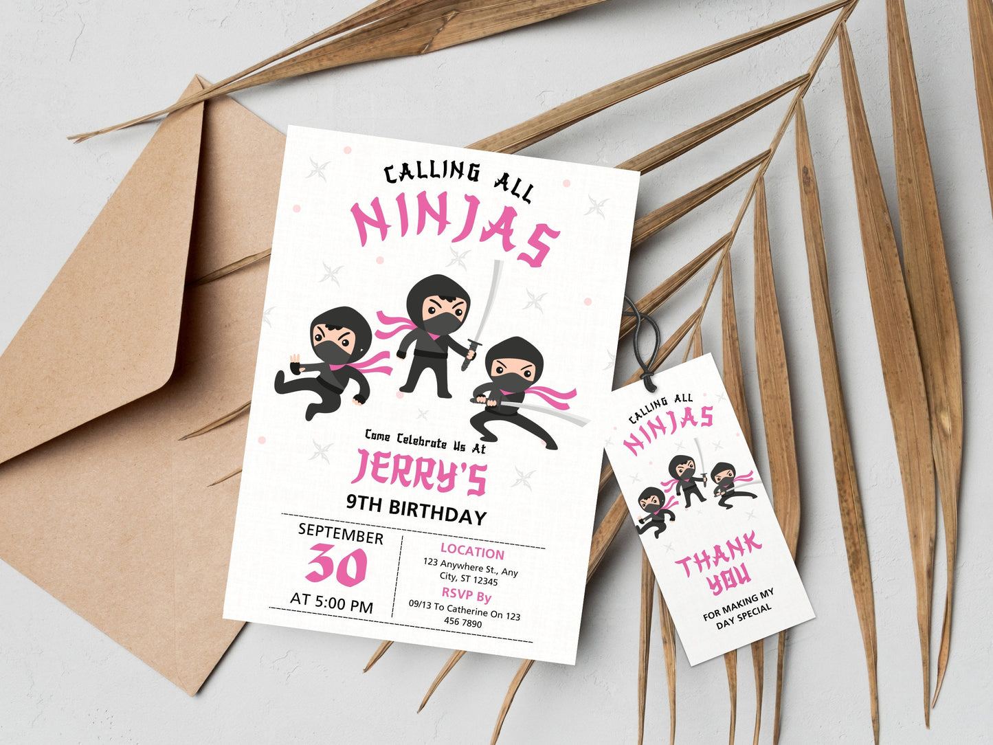 Editable Ninja Birthday Invitation Template, Karate Party (PDF)