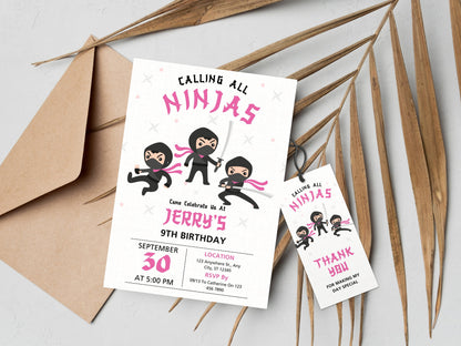 Editable Ninja Birthday Invitation Template, Karate Party (PDF)