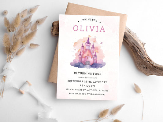 Magical Princess Castle Birthday Invitation (Digital Download)