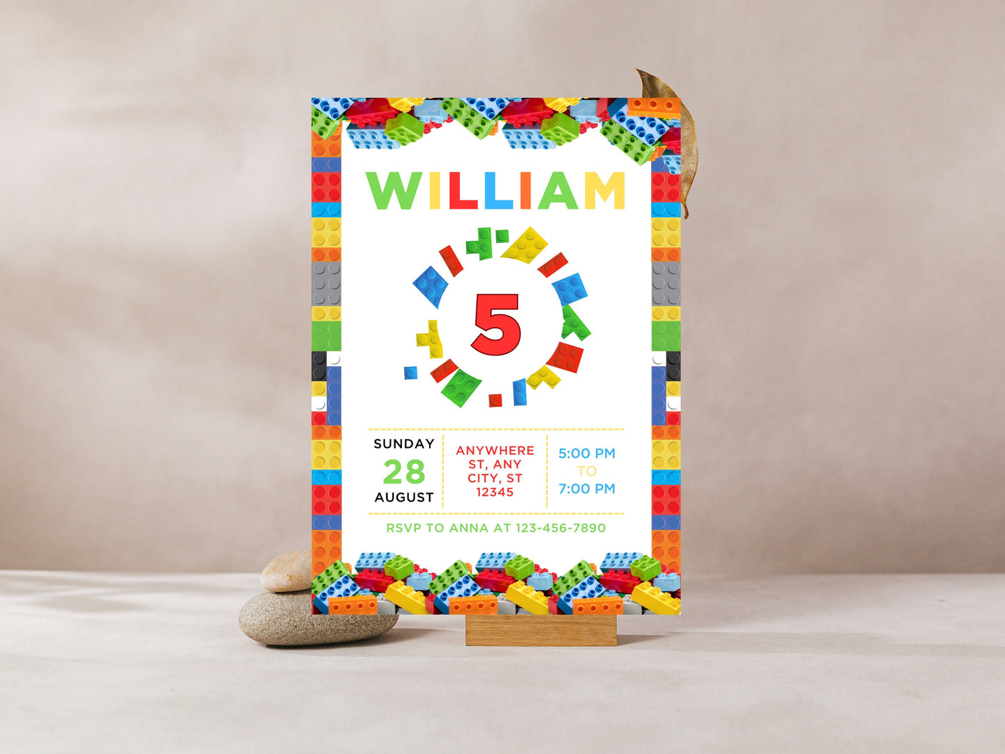 Building Blocks Birthday Invitation, Editable Template (Instant Download)