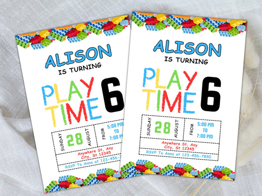 Building Blocks Birthday Invitation: Bricks Party, Editable Template (Digital Download)
