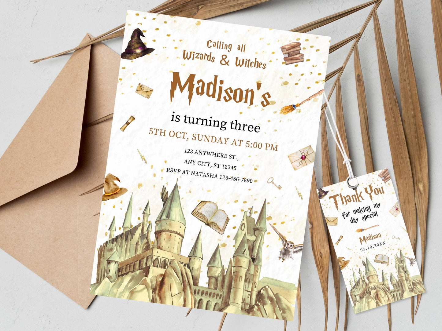 Wizard Birthday Invitation, Magical School Party (Digital Download)