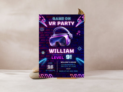 VR Birthday Invitation, Gamer Party Invite (Digital Download)